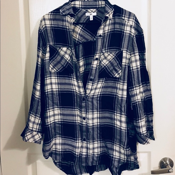 Navy Plaid BP button-up tunic - Picture 1 of 4